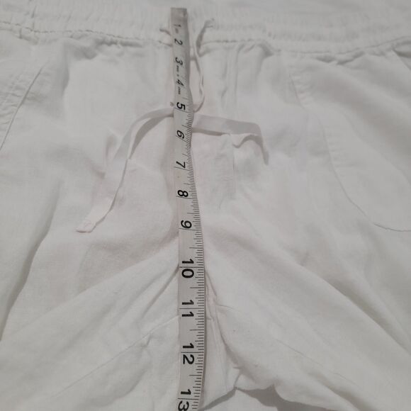 Old Navy Womens Linen Blend Pants Capris White Coastal Grandma New England - Picture 7 of 8